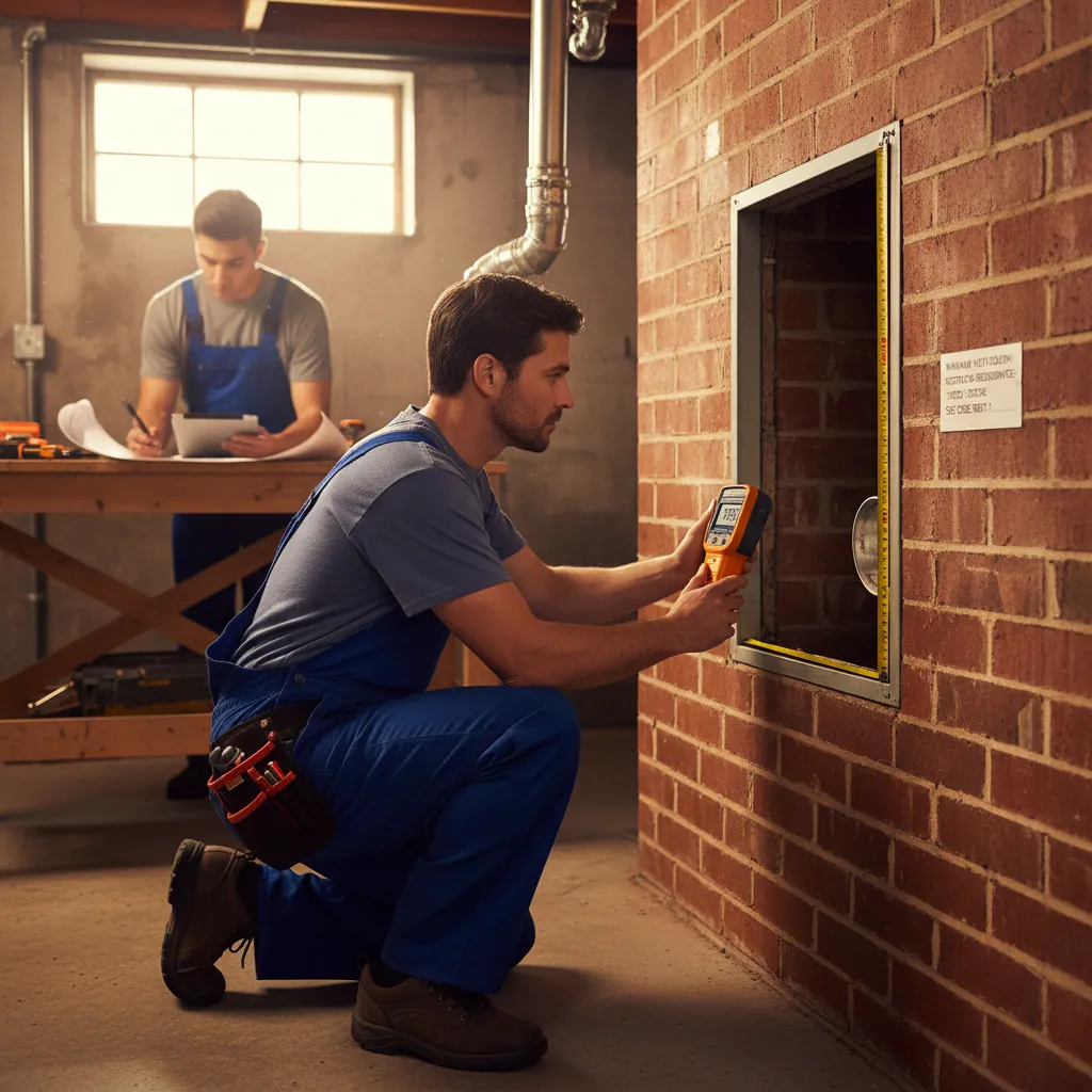 Boiler installer performing ventilation check