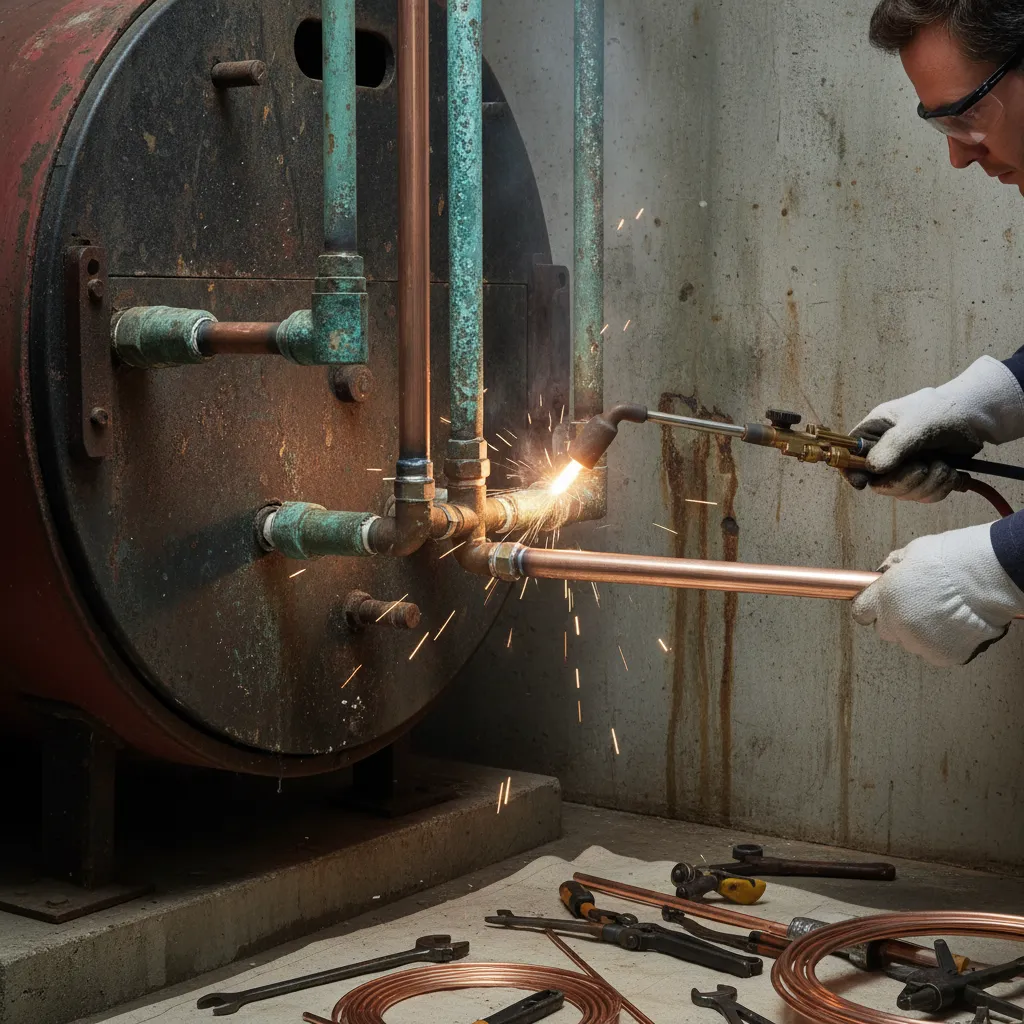 Corroded boiler pipe