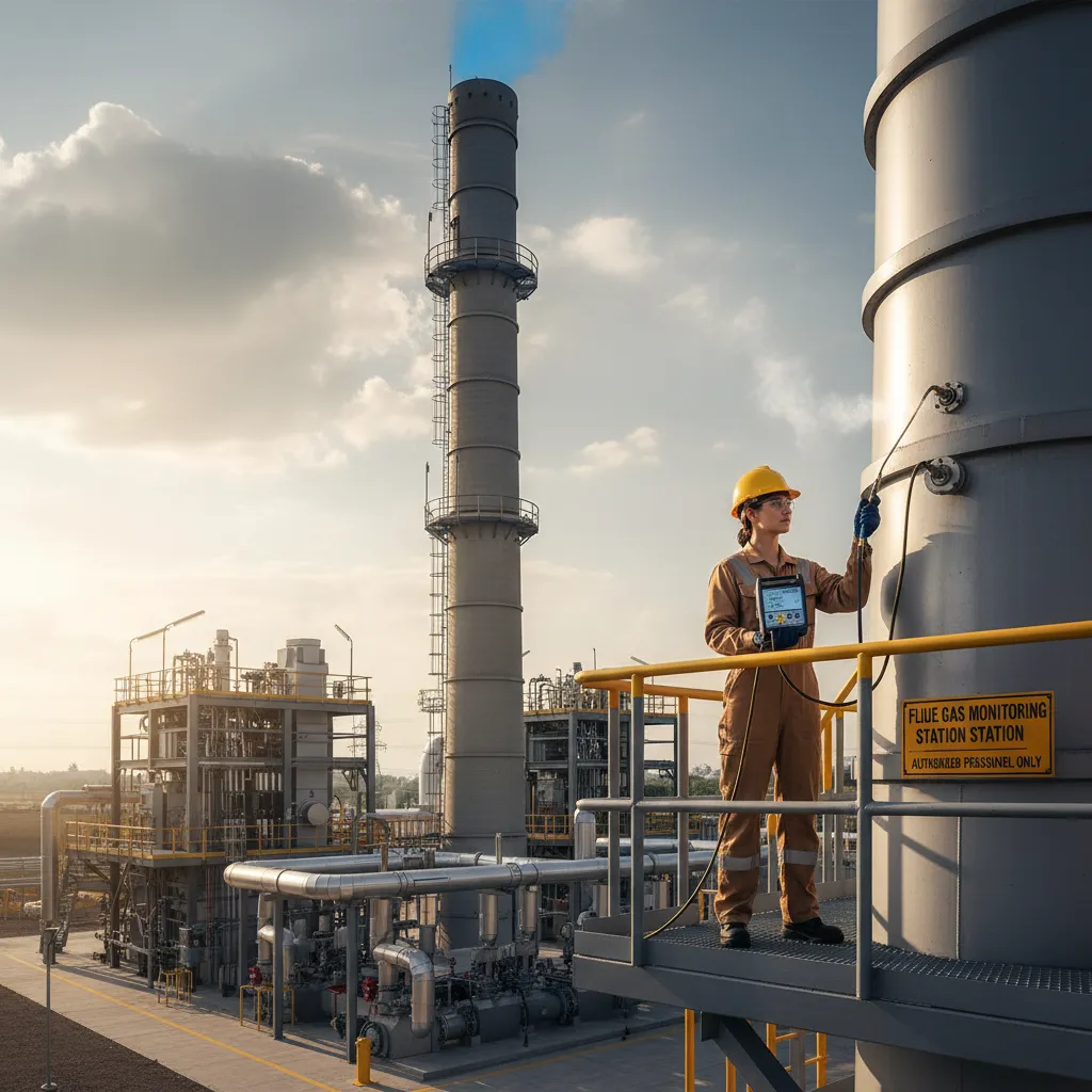 Engineer checking flue emissions