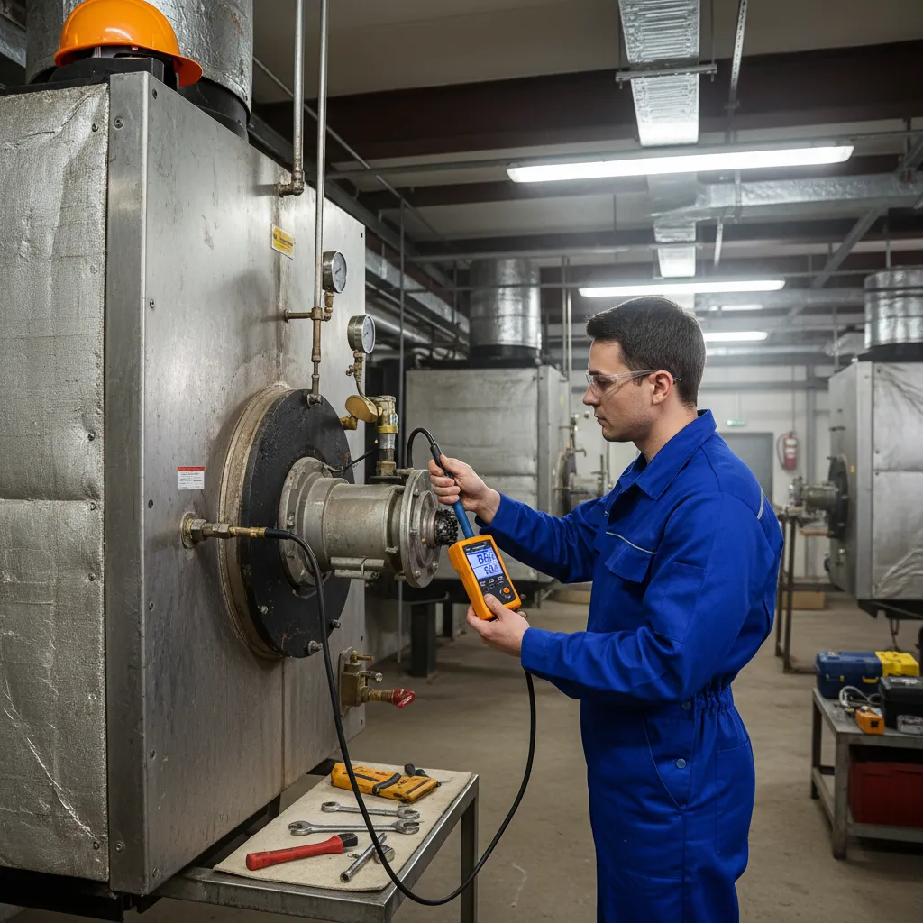 Engineer performing gas flow measurement for safety