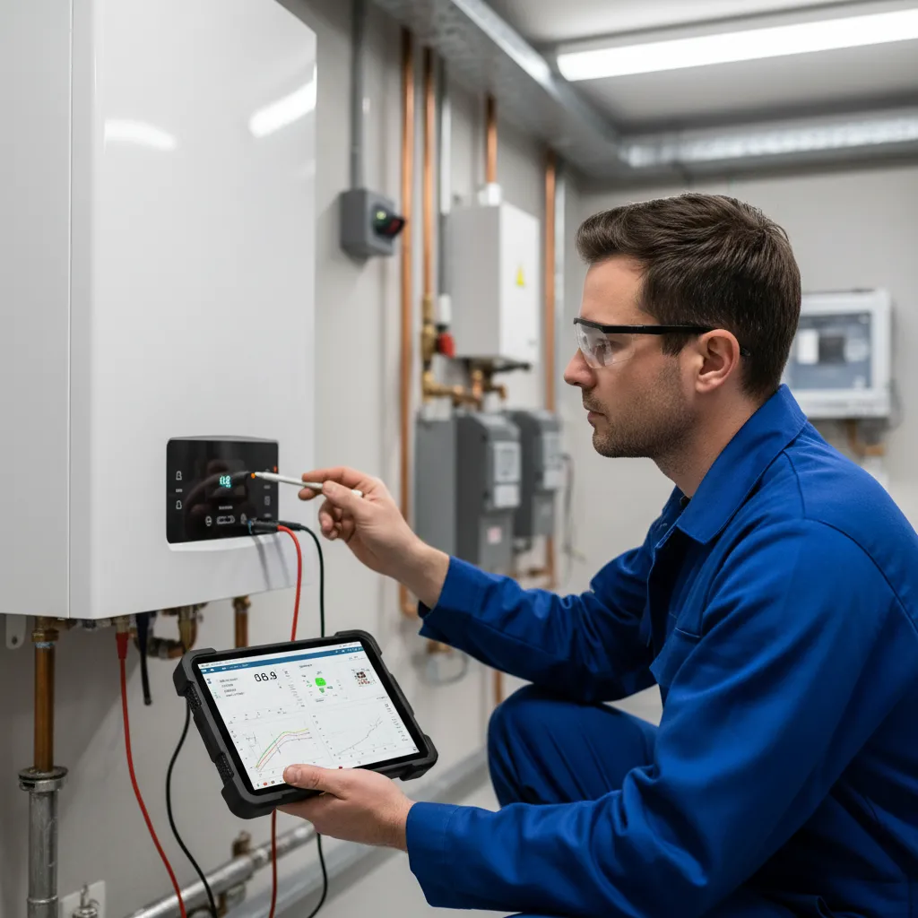 Smart boiler service data analysis for efficiency