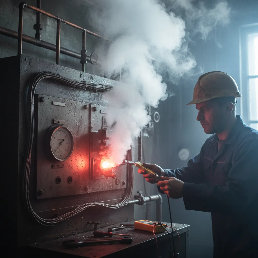 Technician diagnoses overheated boiler